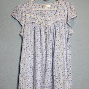 Eileen West Woman's Floral Cap Sleeve Nightgown Jersey 100% Cotton Size Large